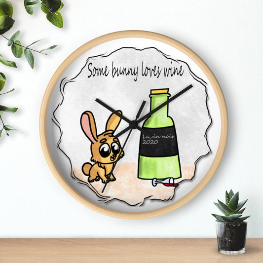 Some bunny loves wine art Wall clock