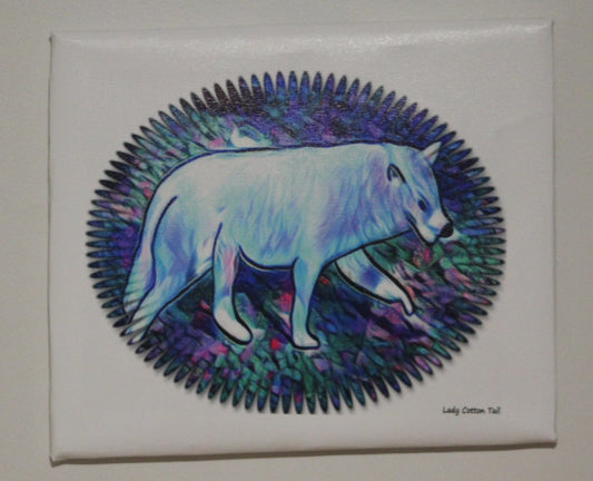 Artic wolf original impressionism art canvas print 11x13