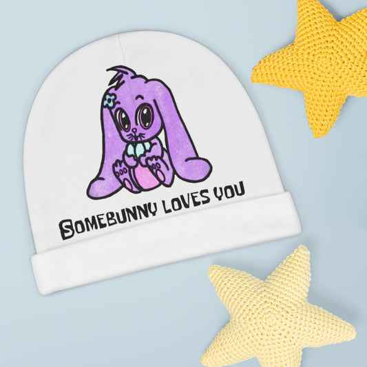 Somebunny loves you art Baby Beanie