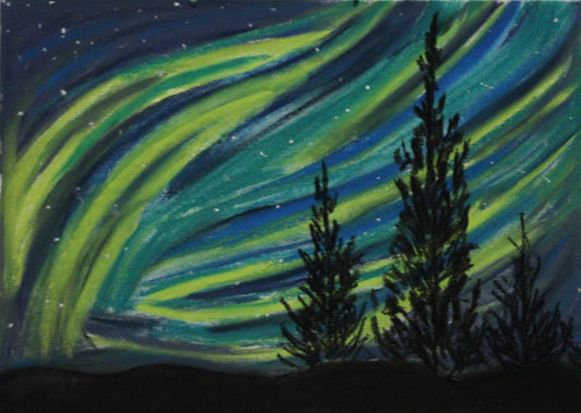 Northern lights dry pastel print